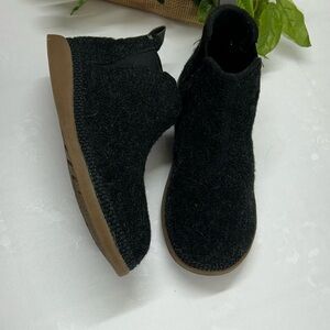 Chaco Black Wool-Look Ankle Boot with Brown Sole